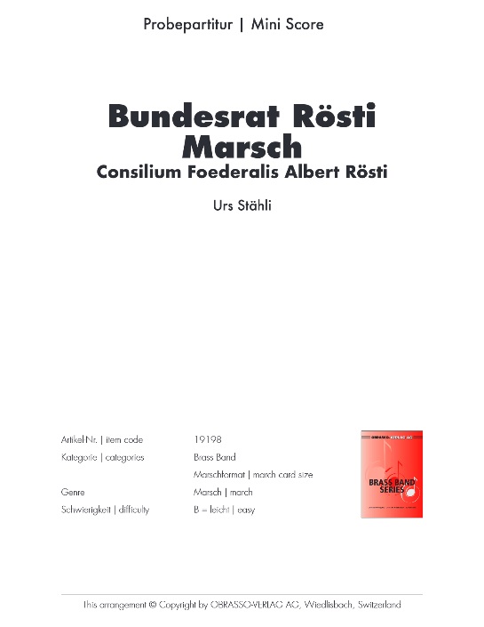 Bundesrat Rsti Marsch (Consilium Foederalis Albert Rsti) - hier klicken