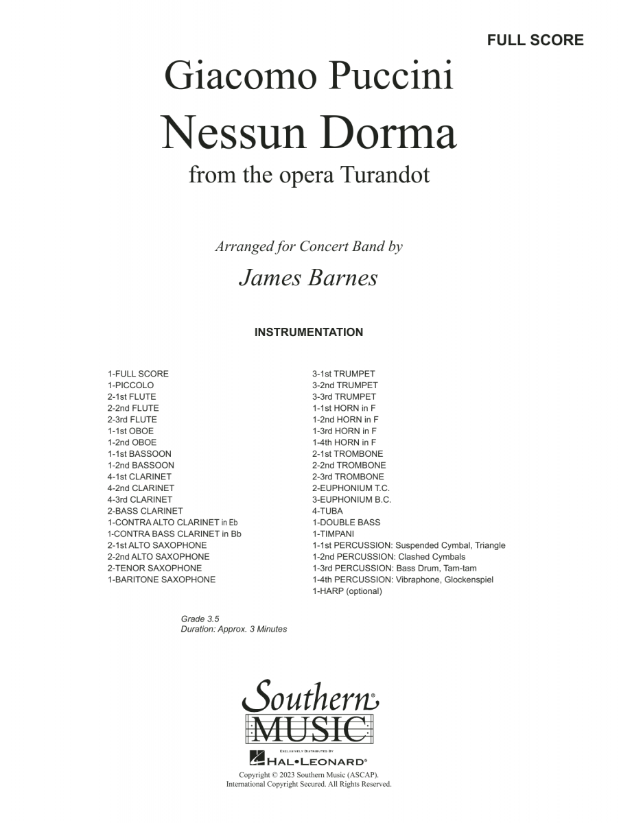 Nessun Dorma (from 'Turandot') - hier klicken