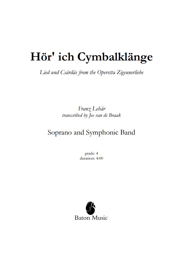 Hr' ich Cymbalklnge (from 'Zigeunerliebe') - hier klicken