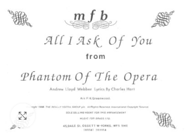 All I Ask of You (From The Phantom of the Opera) - hier klicken