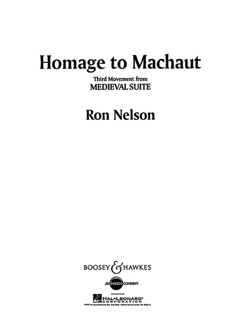 Homage to Machaut (Third Mvt. from 'Medieval Suite') - hier klicken