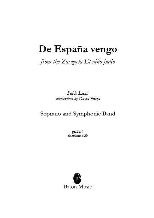 De Espaa vengo (from the Zarzuela El nio judio) - hier klicken