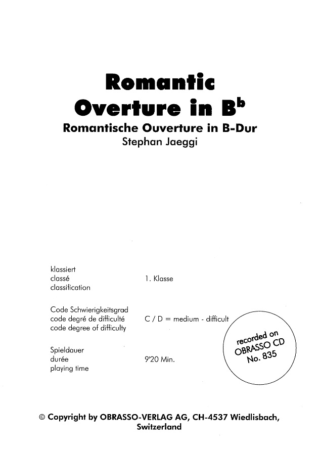 Romantische Ouverture in B-Dur (Romantic Overture in Bb) - hier klicken
