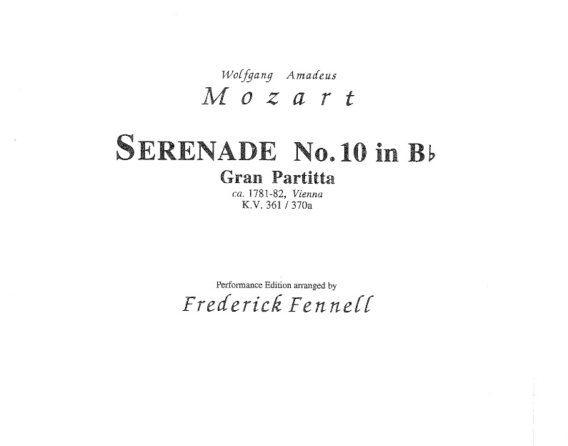 Serenade #10 in B-flat (Gran Partita) - hier klicken
