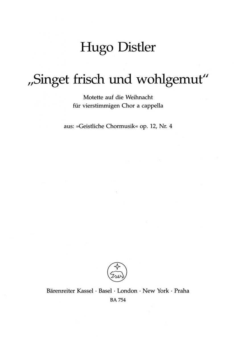 Singet frisch und wohlgemut (Motette auf die Weihnacht) - hier klicken Singet frisch und wohlgemut (Motette auf die Weihnacht) - hier klicken