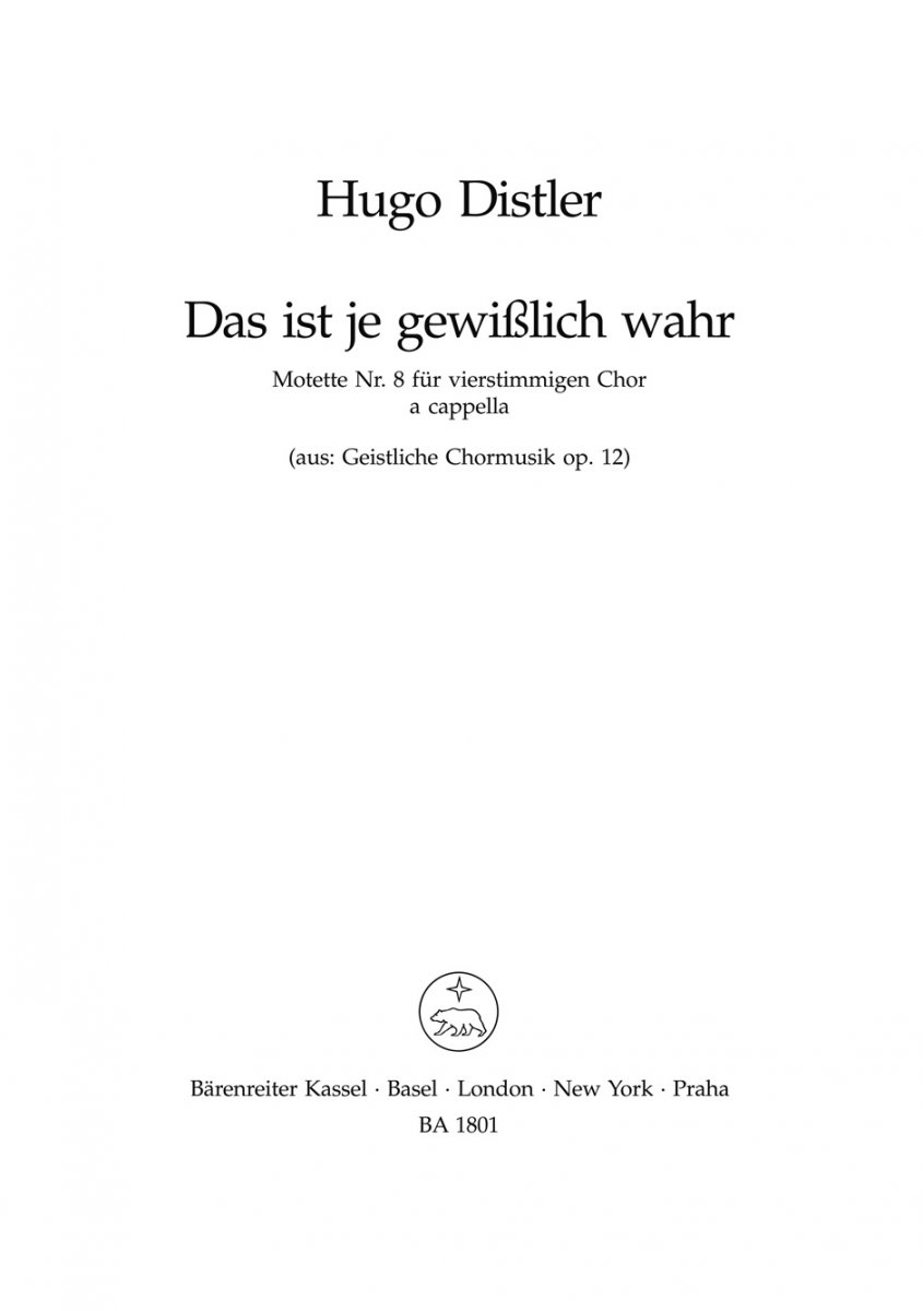 Das ist je gewisslich wahr (Motette zum 14. S. n. Tr.) - hier klicken Das ist je gewisslich wahr (Motette zum 14. S. n. Tr.) - hier klicken