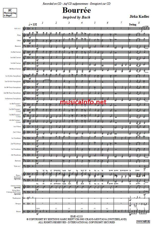 Bourree (inspired by Bach) - Notenbeispiel