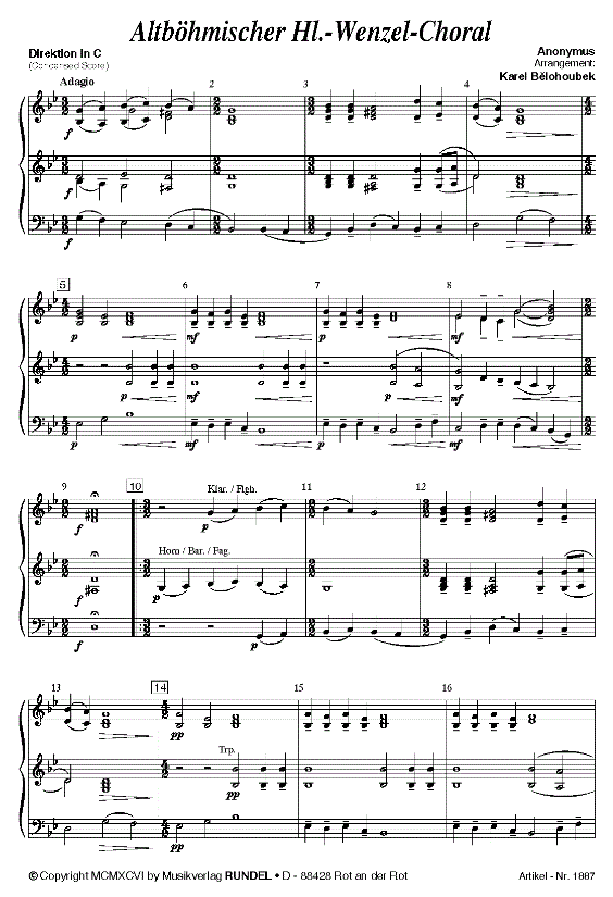 Altböhmischer Hl.-Wenzel-Choral - Notenbeispiel