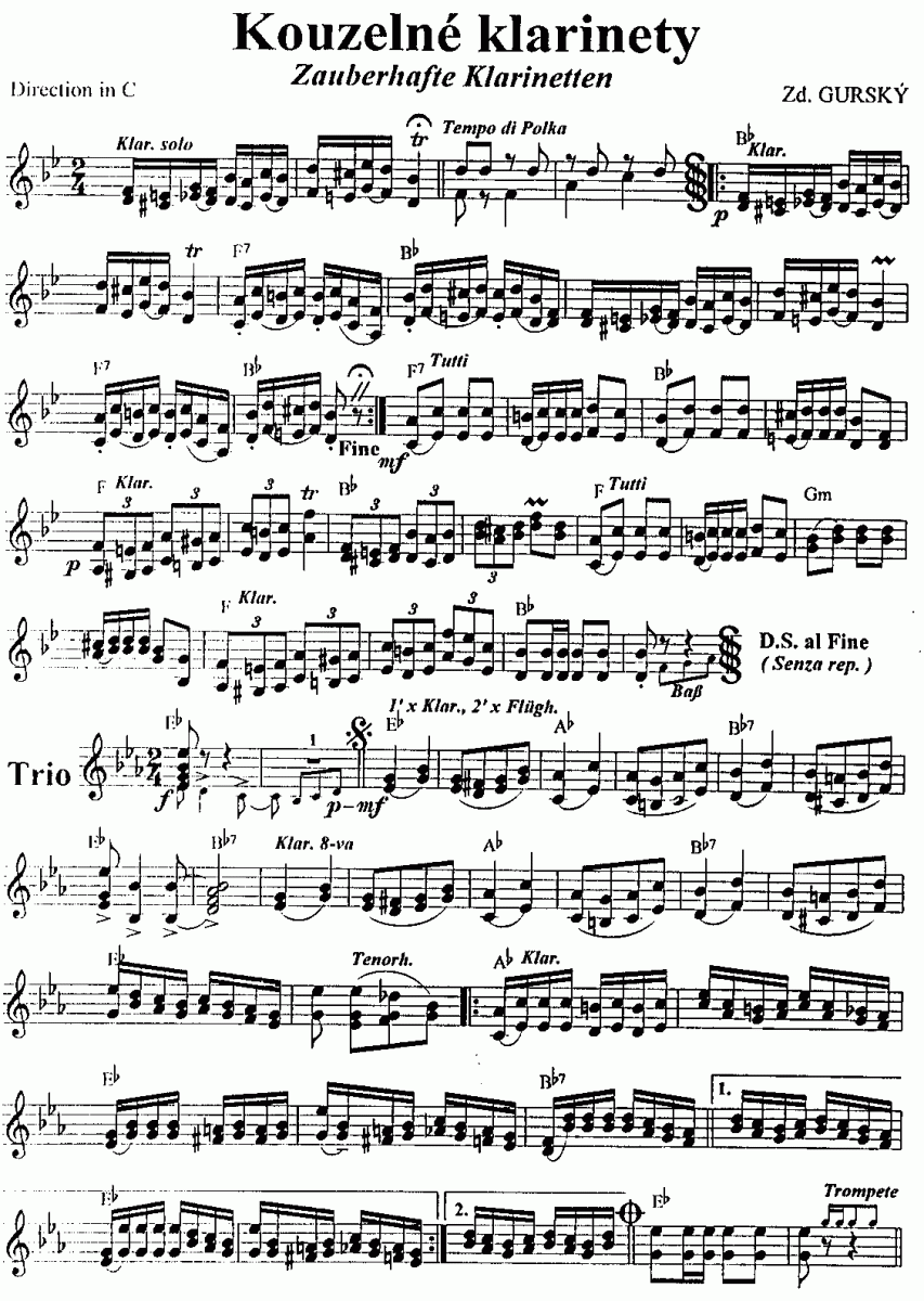 Kouzelne Klarinety (Zauberhafte Klarinetten) - Notenbeispiel